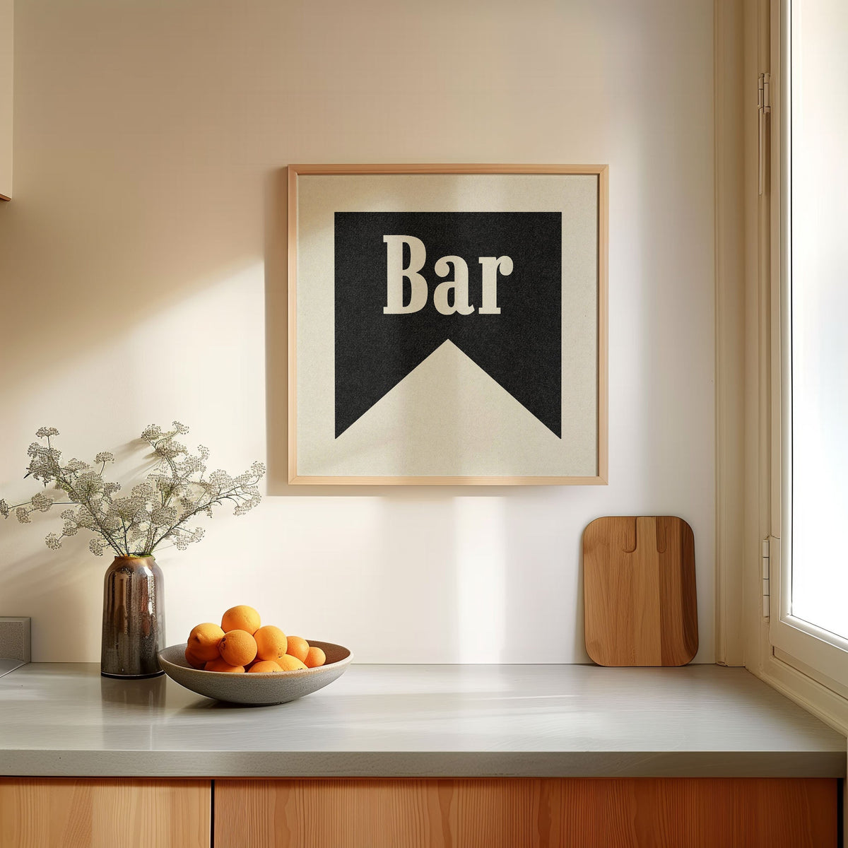 Bar Black Banner Tab Typography Square Art Print