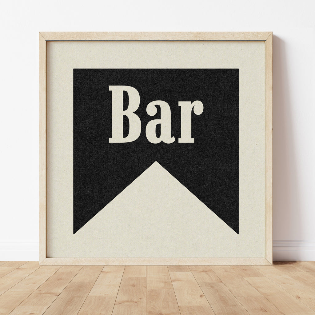 Bar Black Banner Tab Typography Square Art Print
