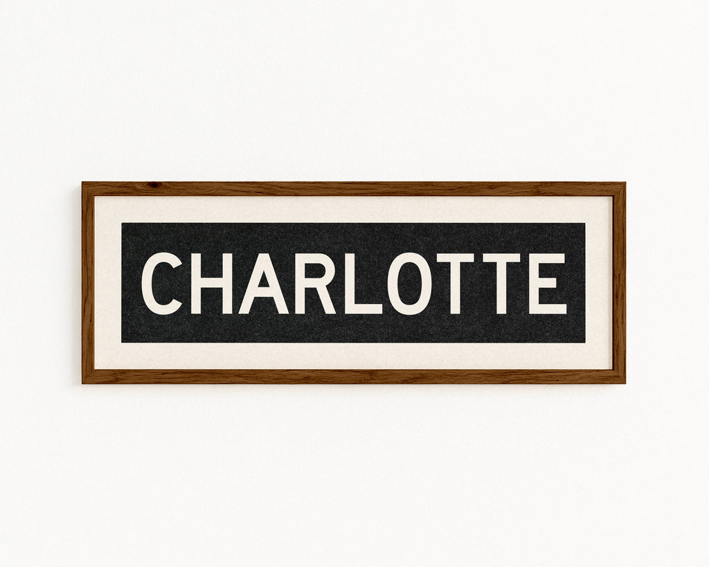 Framed Charlotte North Carolina Bus Scroll