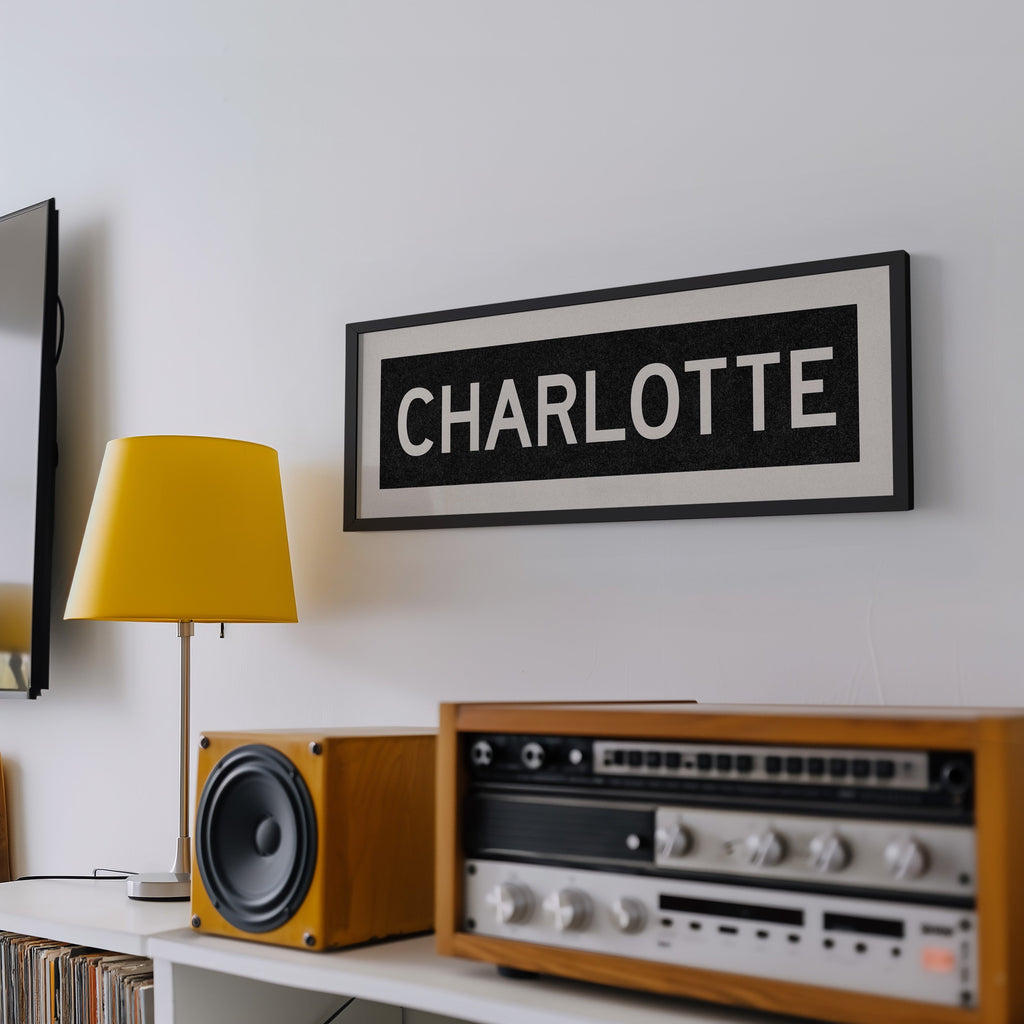 Framed Charlotte North Carolina Bus Scroll