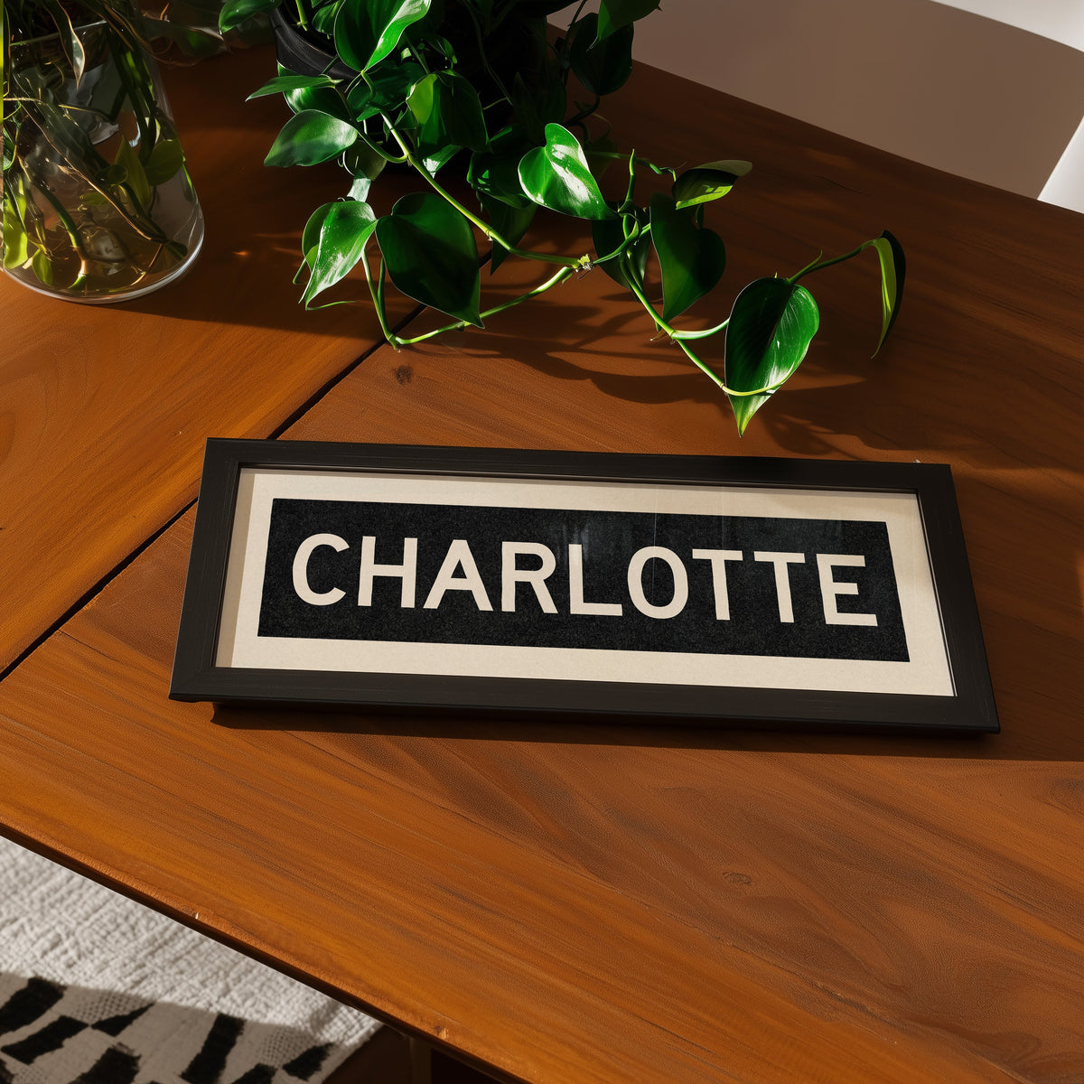 Framed Charlotte North Carolina Bus Scroll