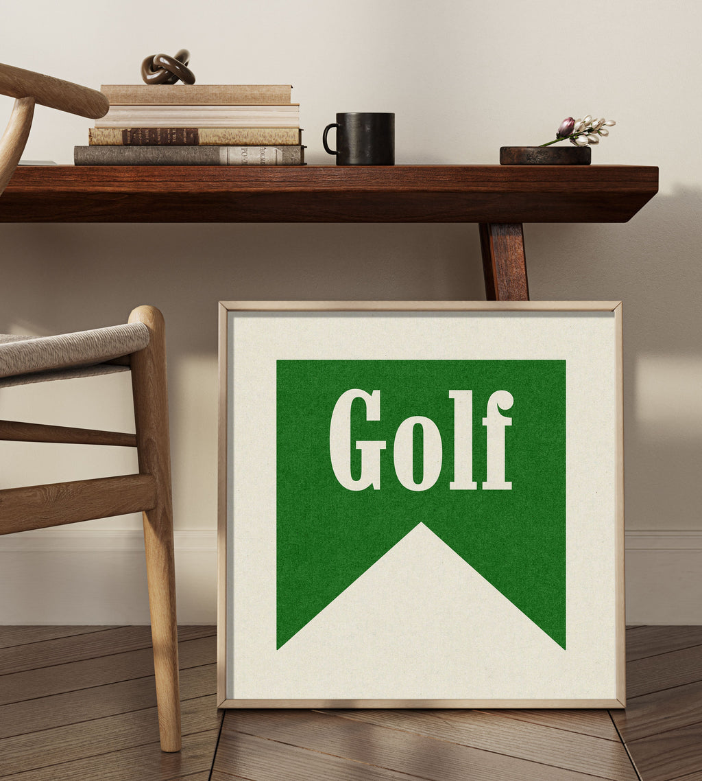 Retro Golf Poster Art Print Banner Style Square