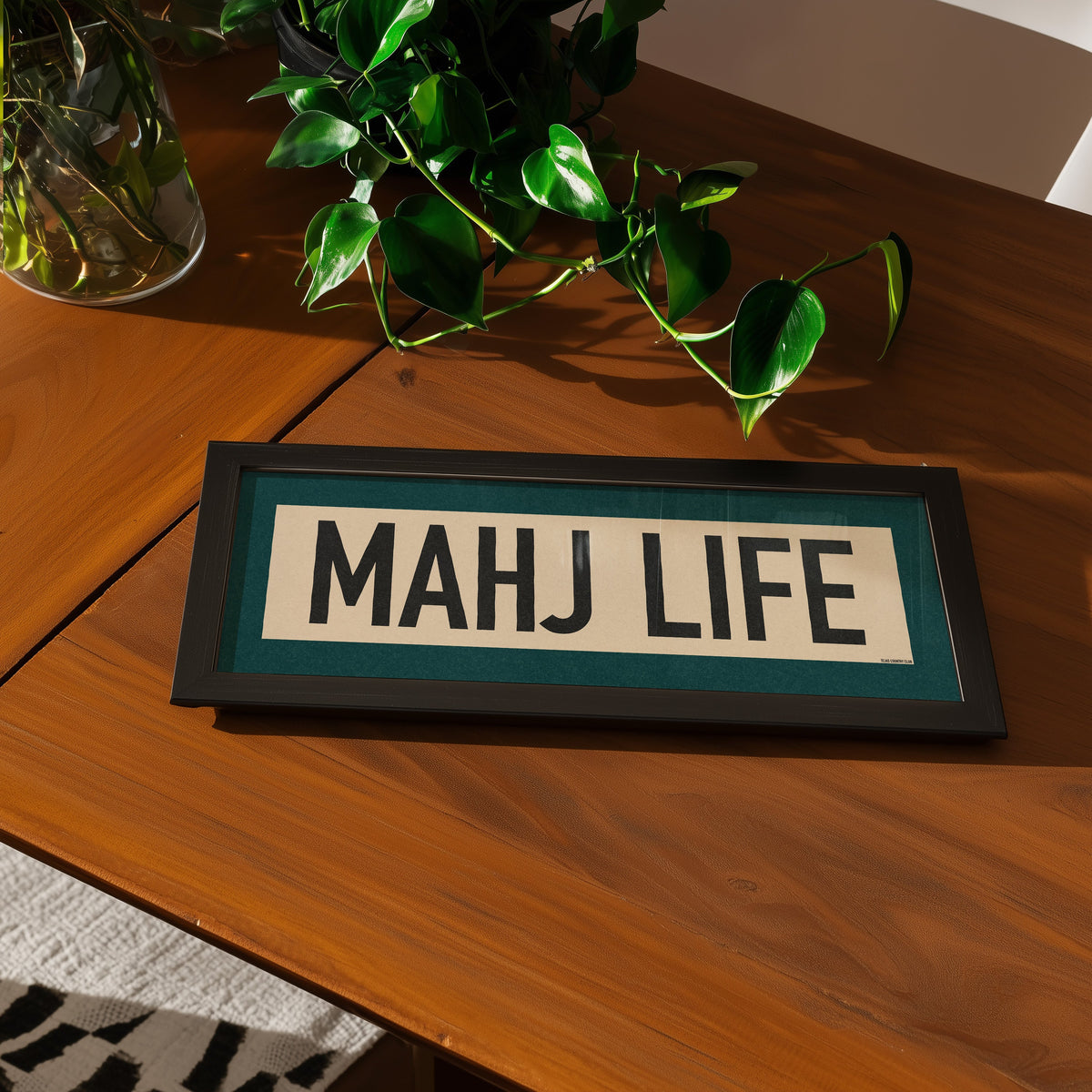 Framed Mahj Life Mahjong Art Scroll Sign