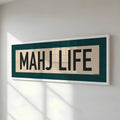 Framed Mahj Life Mahjong Art Scroll Sign