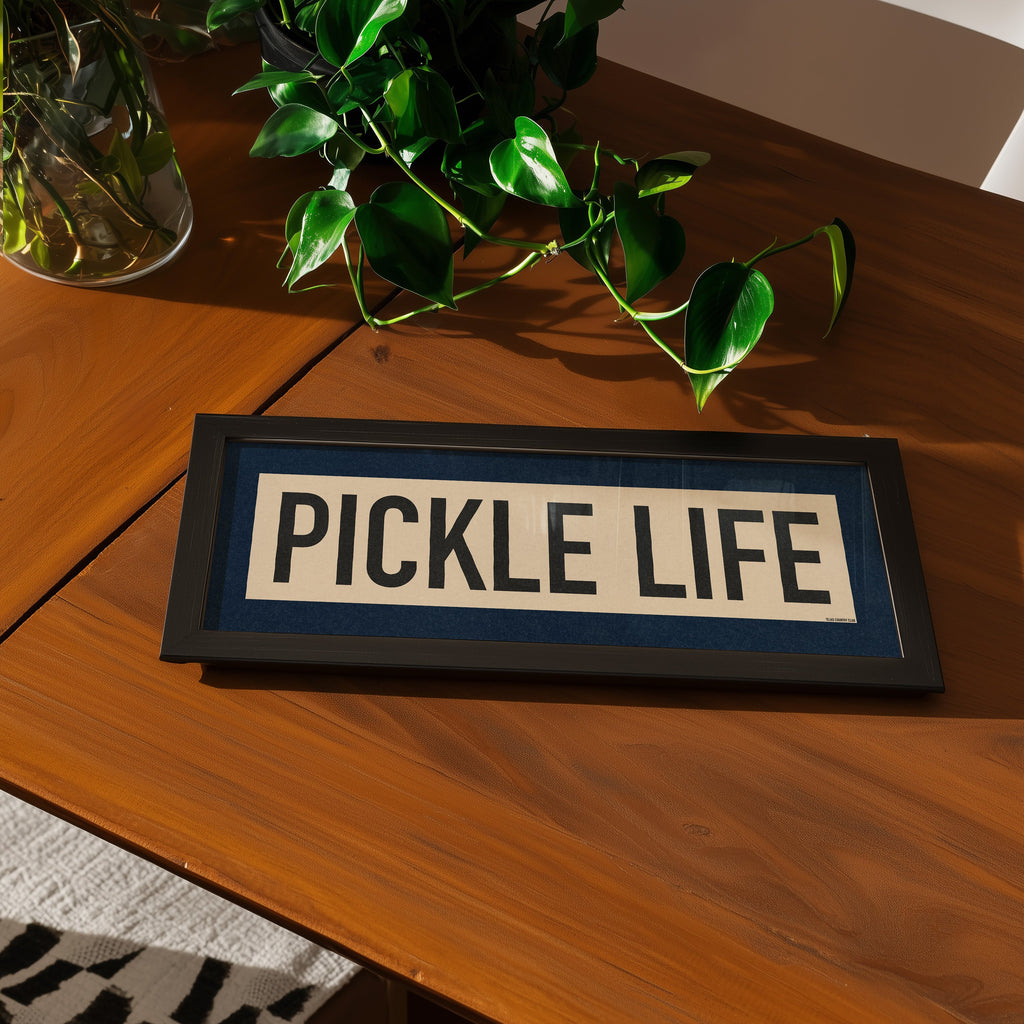 Framed Pickle Life Pickleball Art Scroll Sign