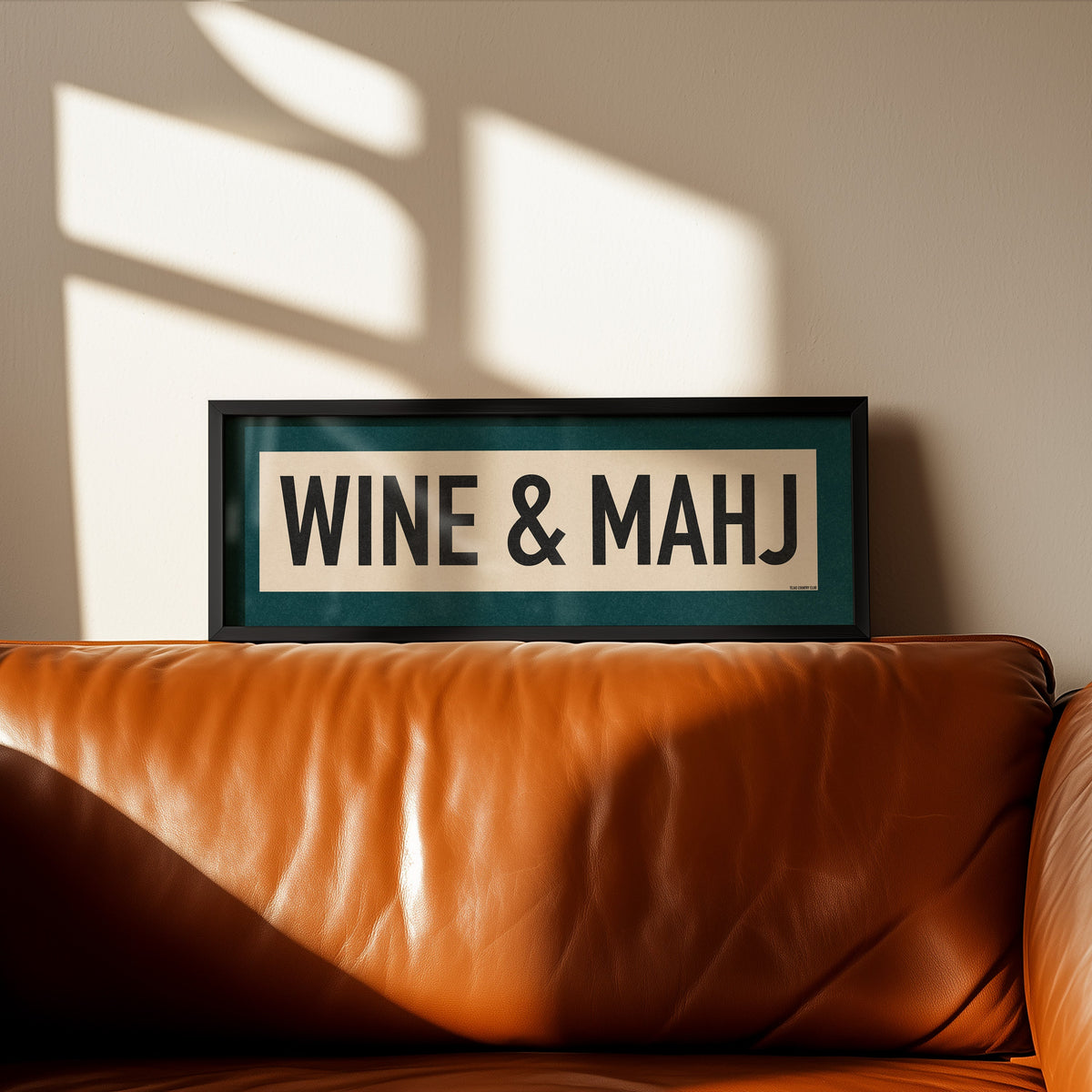 Framed Wine & Mahj Mahjong Art Scroll Sign